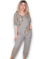 Helga May | Mocha Spring Blossom Linen Top