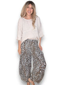 Helga May | White Leopard Barrel Linen Pants