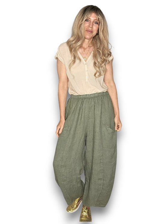 Helga May | Forest Barrel Linen Pants