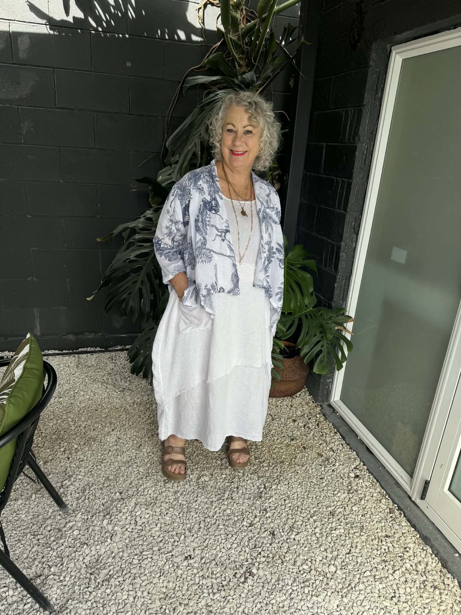 Helga May | White French Toille Angled Cover Up