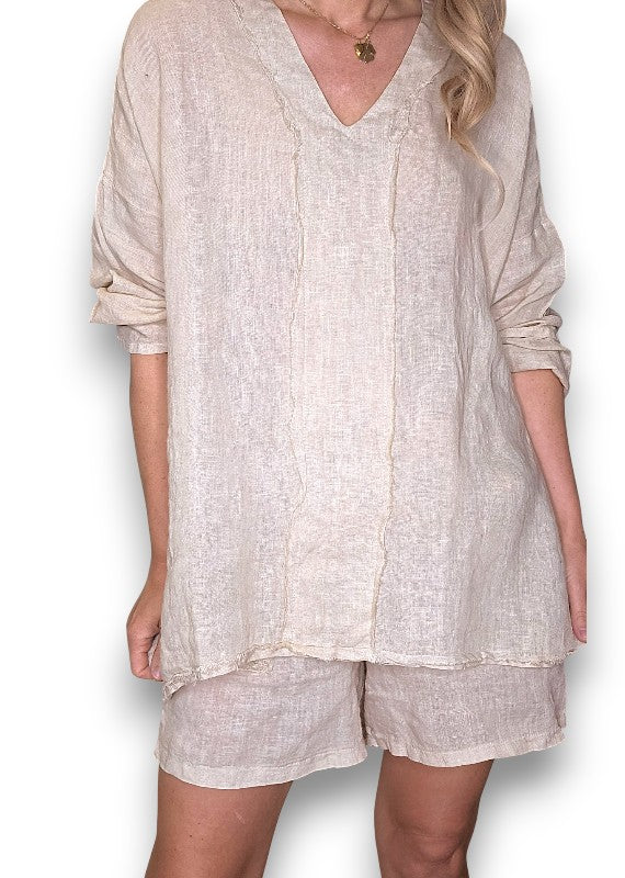 Helga May | Beige Coastal Fray Tunic