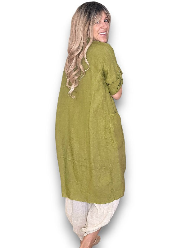 Helga May | Olive Linen Cover Up