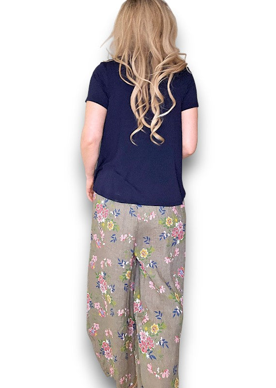 Helga May | Mocha Wild Daisy Barrel Linen Pants