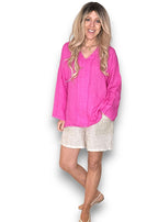 Helga May | Hot Pink Coastal Fray Tunic