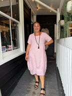 Helga May | Bubblegum Pink Mid Sleeve Maxi Dress