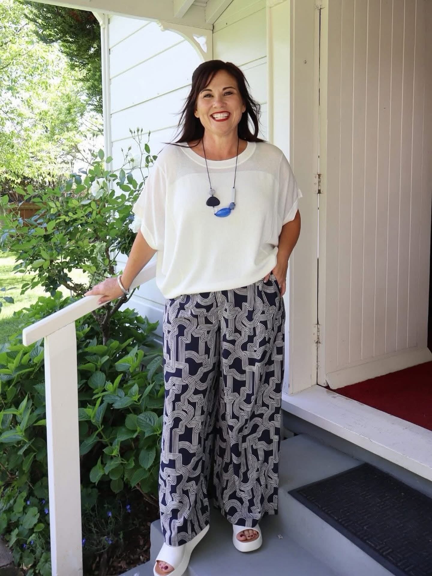 Betty Basics | Zander Pant - Navy Geo