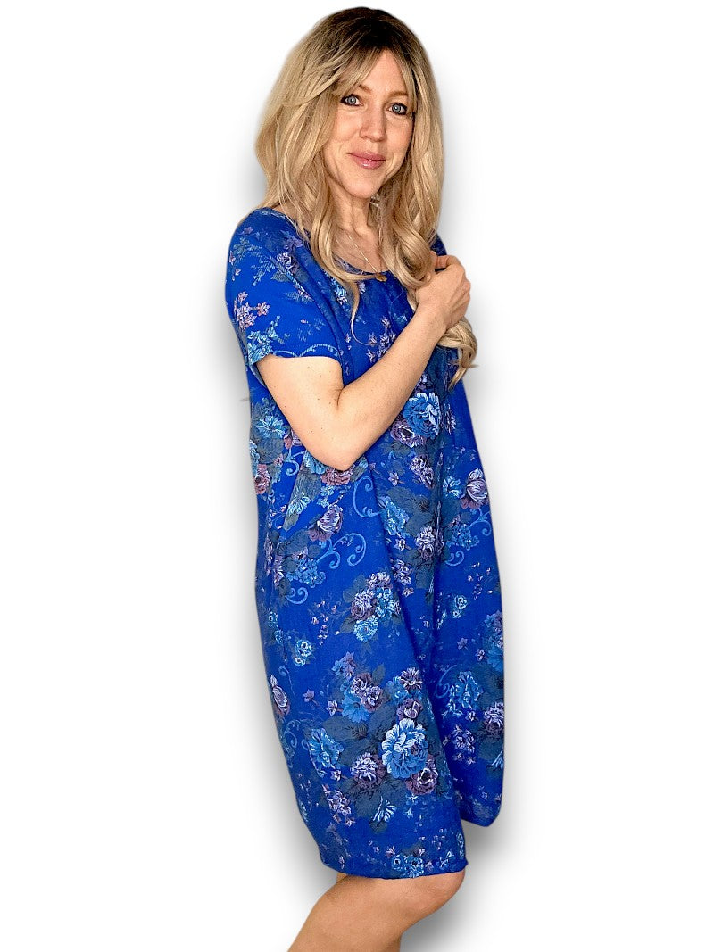 Helga May | Cobalt Twirl Rose Jungle Dress