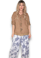 Helga May | Coffee Trois Button Top