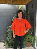 The Cottage Collection | Orchid Top - Orange Polka Dot
