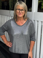 The Italian Closet | Priscilla Top - Charcoal Sequin