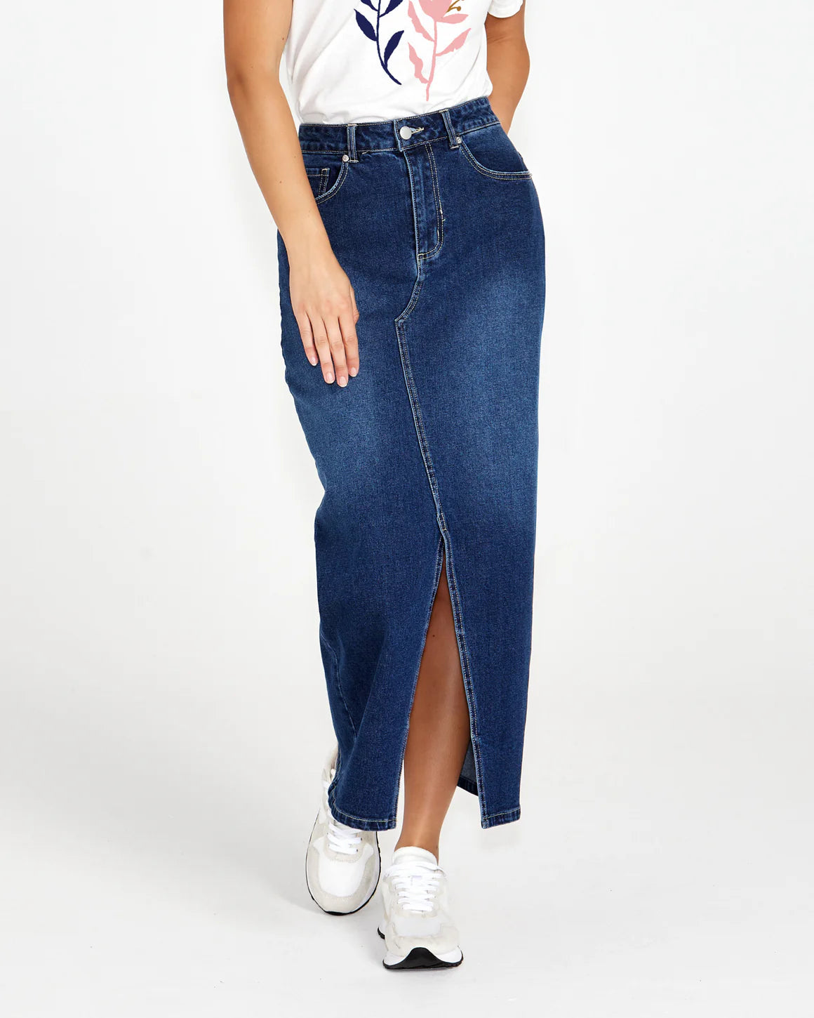 Sass | Emerald Denim Maxi Skirt