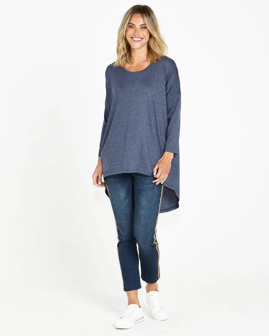 Betty Basics | Navy Marle - Celeste Tunic Tee