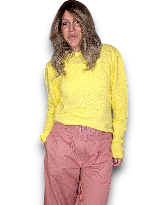 Helga May | Baby doll Long Sleeve Sweater - Lemon