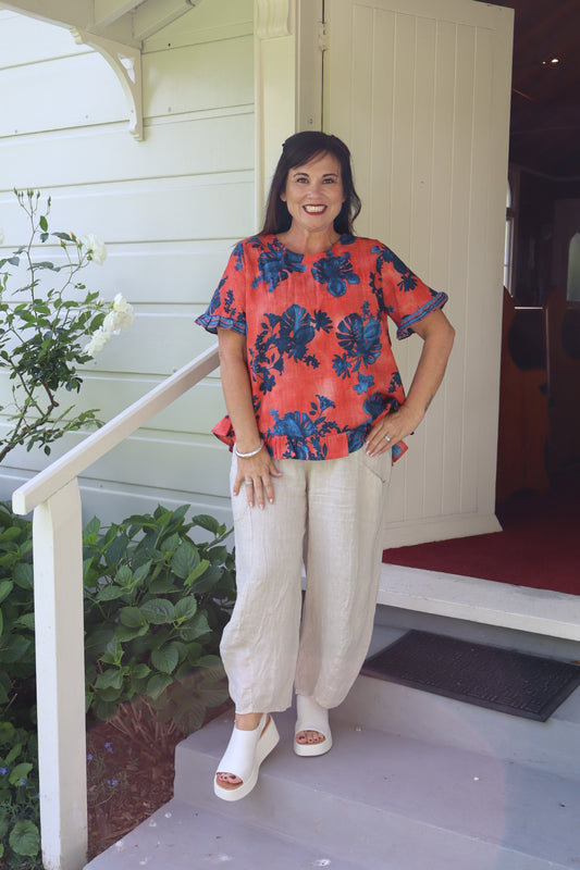 Helga May | Beige Barrel Linen Pants