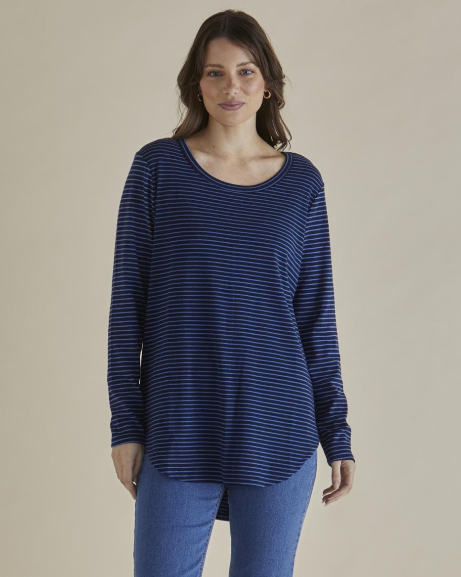 Betty Basics | Megan Long Sleeve - Blue Stripe