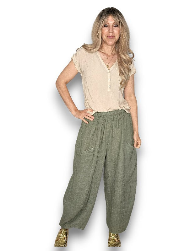 Helga May | Forest Barrel Linen Pants
