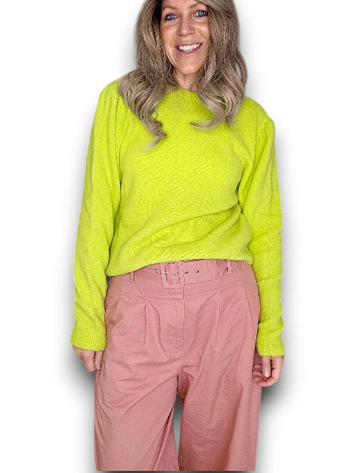 Helga May | Baby doll Long Sleeve Sweater - Bright & Lime