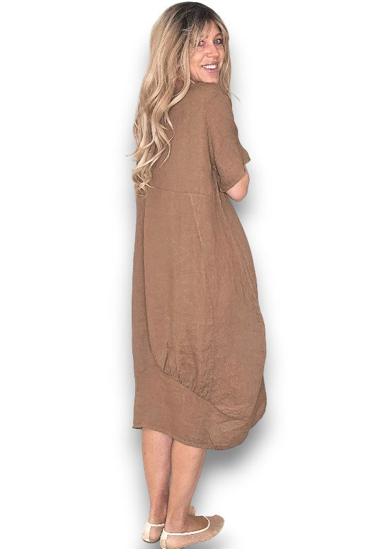 Helga May | Coffee Mid Sleeve Maxi Dress