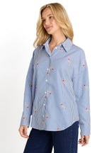 Betty Basics | Sage Shirt - Rose Stripe