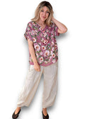Helga May | Plum Ruby Blossom Linen Top