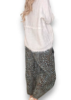 Helga May | Sage Leopard Barrel Linen Pants