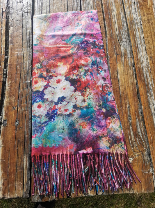The Cottage Collection | Floral Mist Scarf - Pink Floral