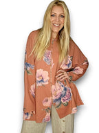 Helga May | Faded Brick - Ombre Peony Patchwork Hoodie