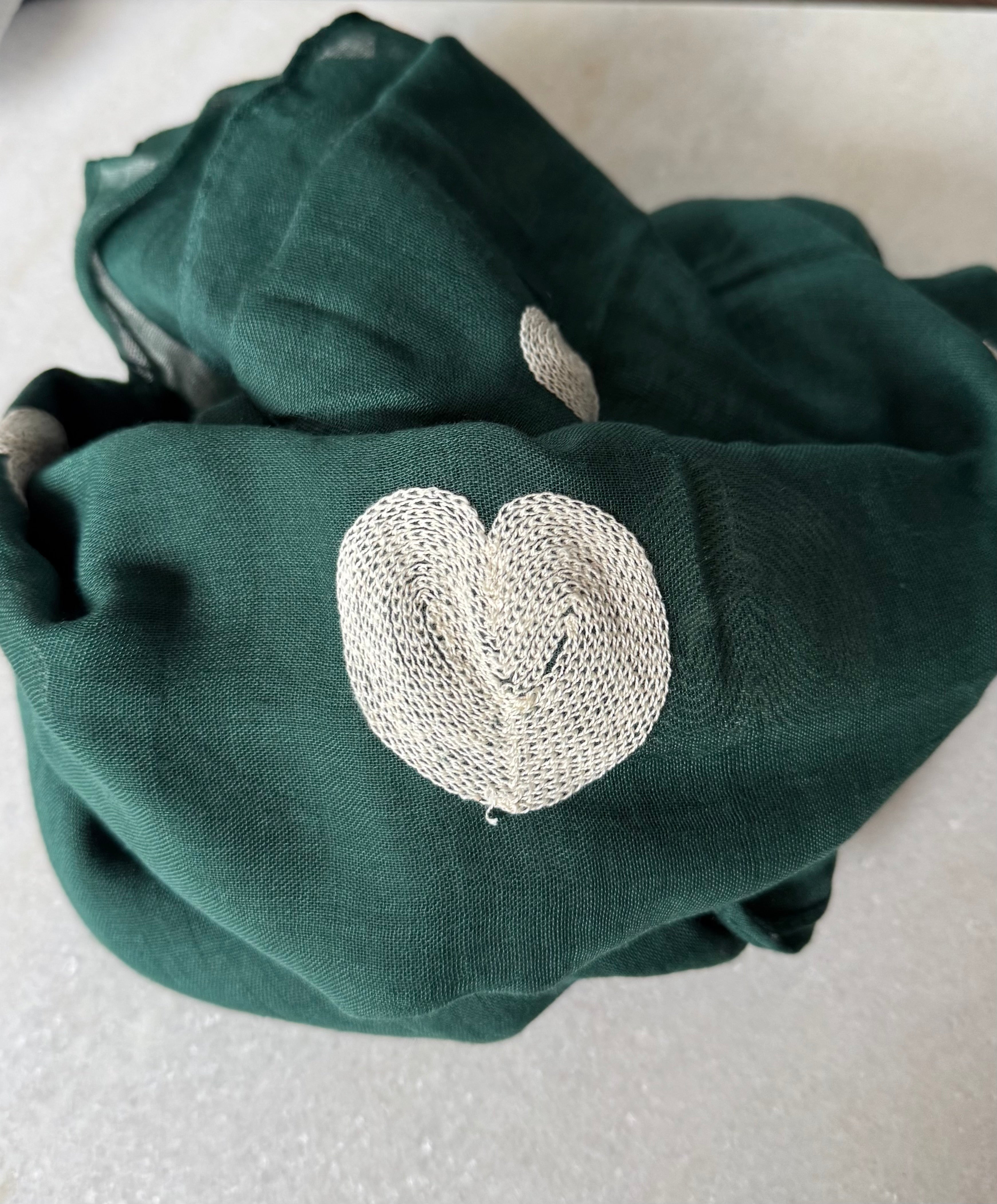 The Cottage Collection Scarf| Hearty Heart Heart - Green