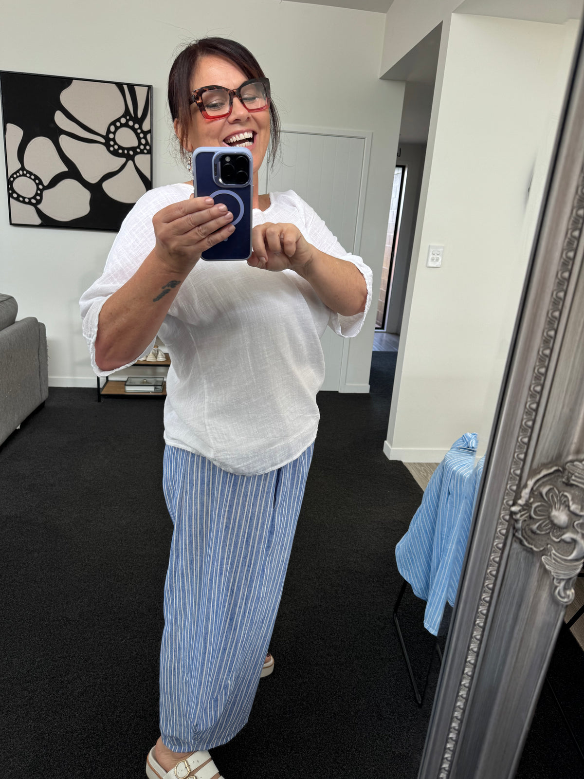 The Cottage Collection | Miss Molly Linen Pants - Hampton Blue
