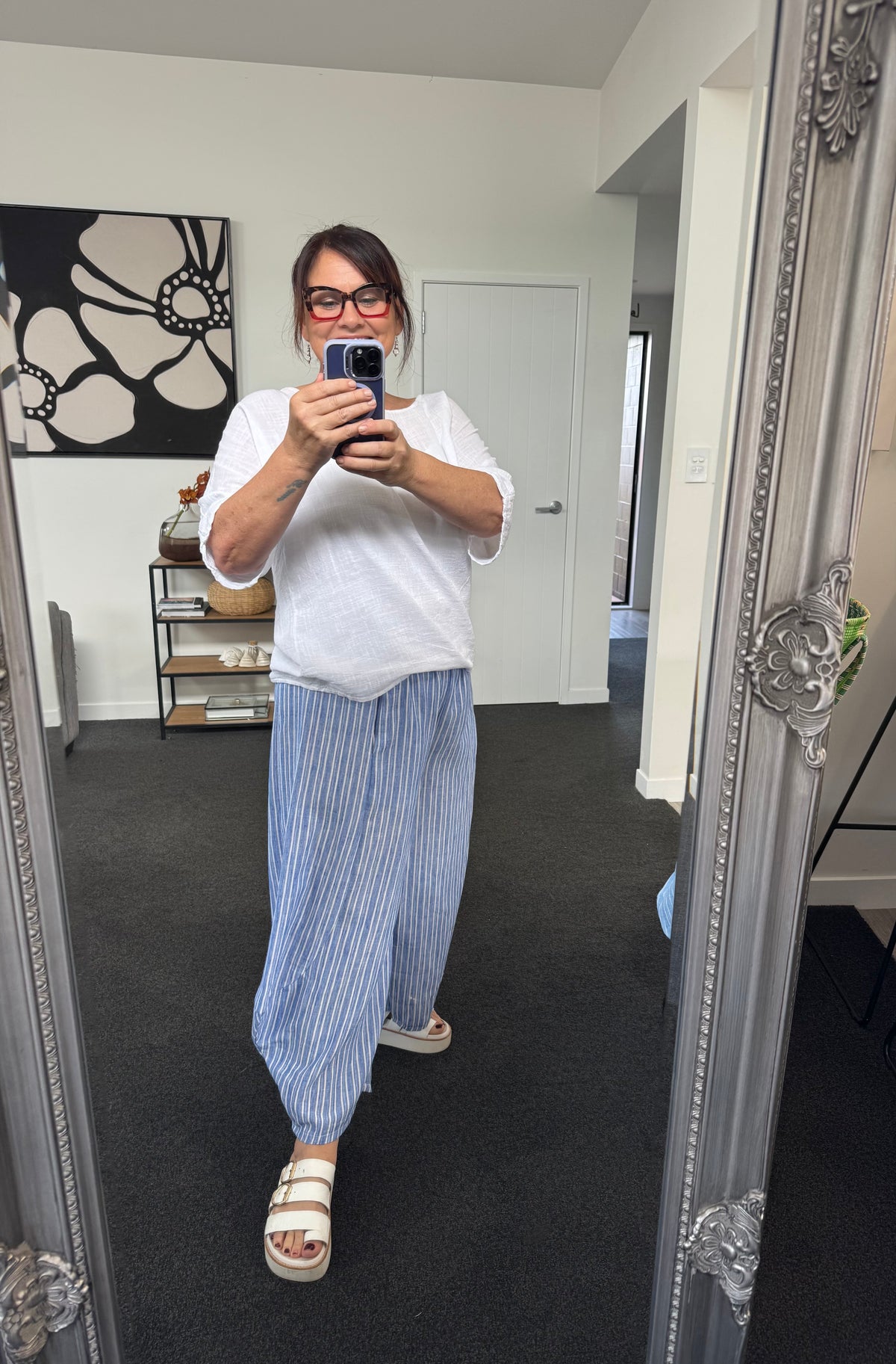 The Cottage Collection | Miss Molly Linen Pants - Hampton Blue
