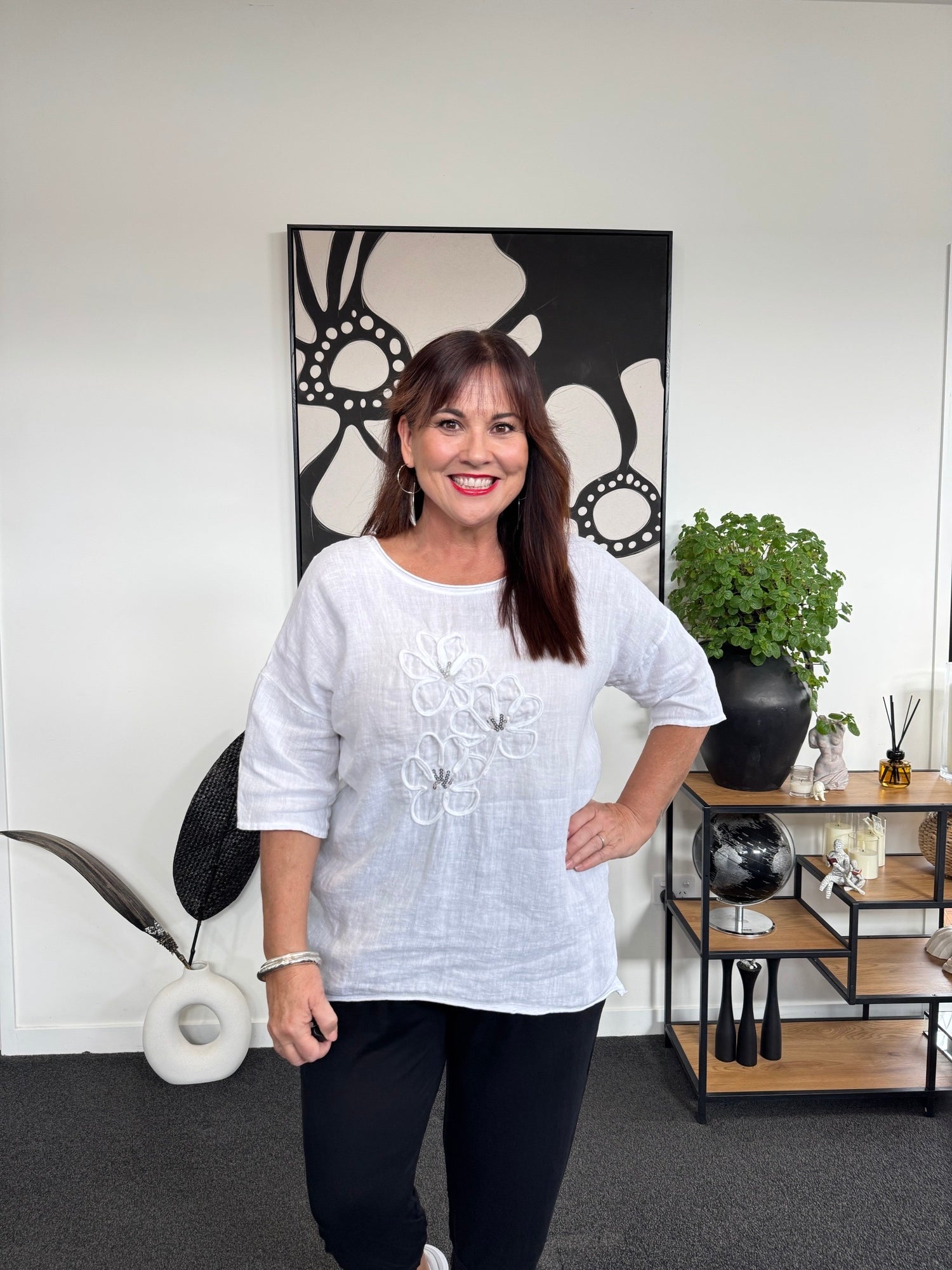 The Cottage Collection | Clementine Linen Top - White