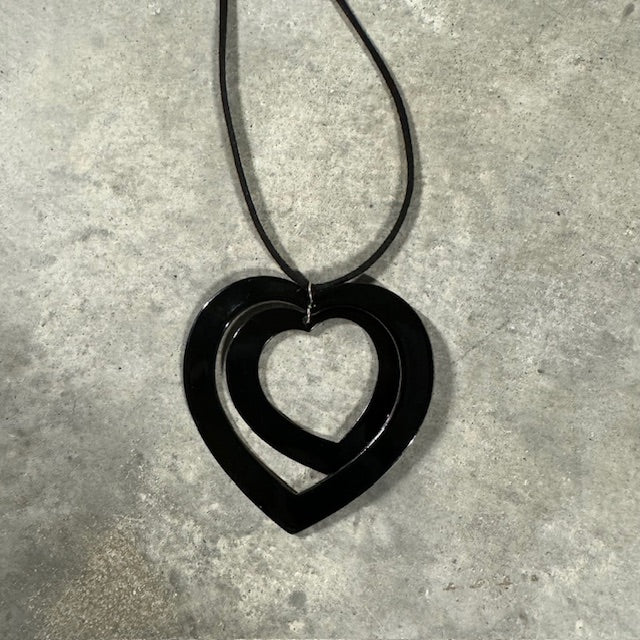 The Cottage Collection | Black Double Heart Pendant - Hearty Black