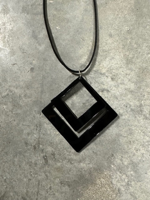 The Cottage Collection | Black Double Square Pendant - Chloe