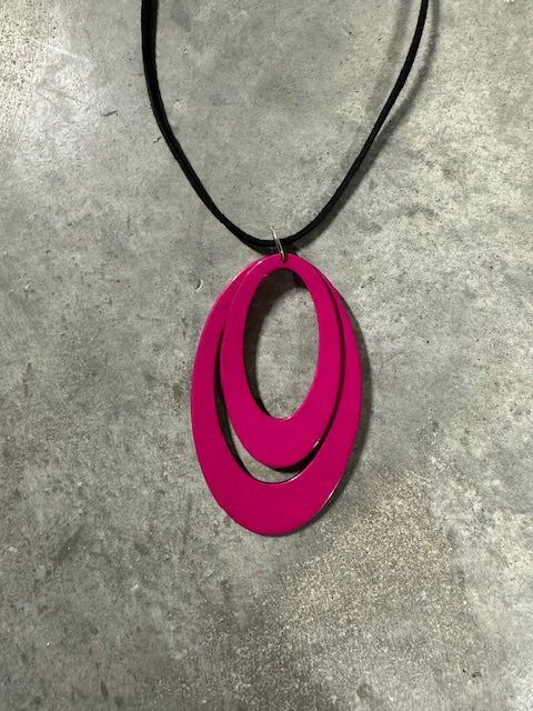 The Cottage Collection | Hot Pink Hottie Oval Pendant - Hottie Hot Pink