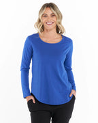 Betty Basics | Estate Blue Megan Long Sleeve Top Curve