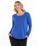 Betty Basics | Estate Blue Megan Long Sleeve Top Curve