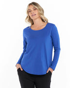 Betty Basics | Estate Blue Megan Long Sleeve Top Curve