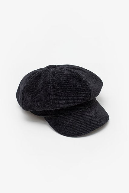 Antler | Black Cord Newsboy Cap