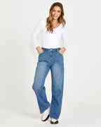 Sass | Emerald High Waisted Wide Leg Jeans - 80 Wash