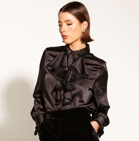 Fate + Becker | Black - Only She Knows Ruffle Shirt