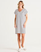Betty Basics | White/Black Stripe Zena T-Shirt Dress