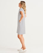 Betty Basics | White/Black Stripe Zena T-Shirt Dress
