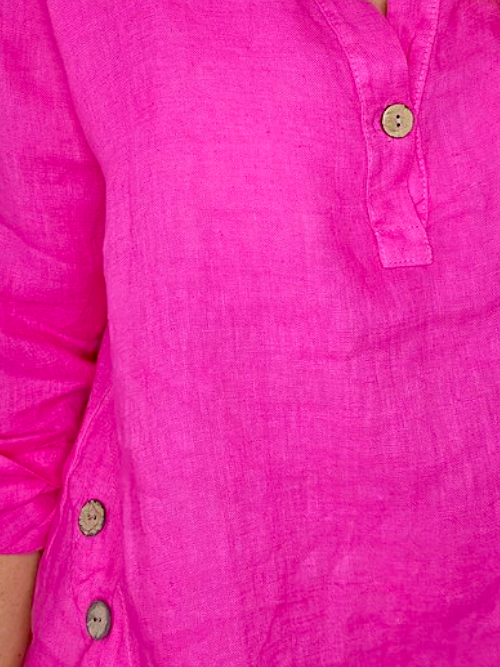 Helga May | Hot Pink - Fern Linen Shirt