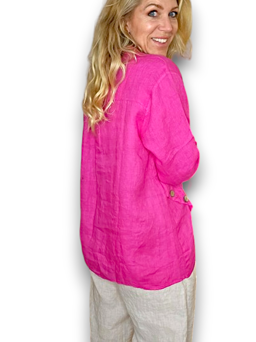 Helga May | Hot Pink - Fern Linen Shirt