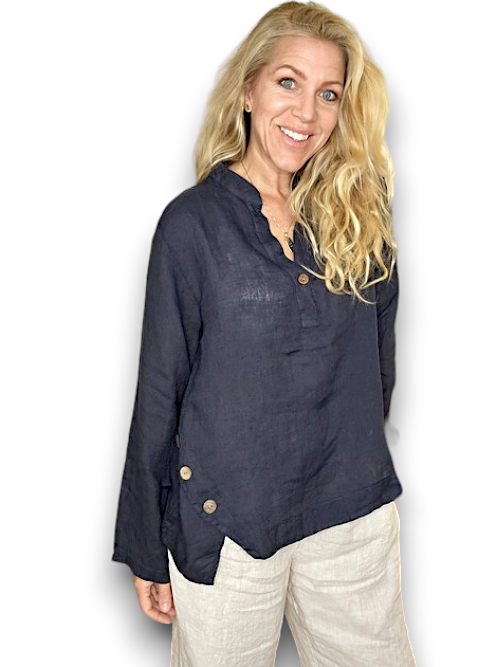 Helga May | Navy - Fern Linen Shirt