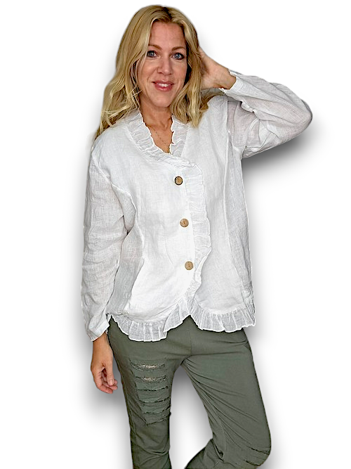 Helga May | White - Dandy Linen Jacket