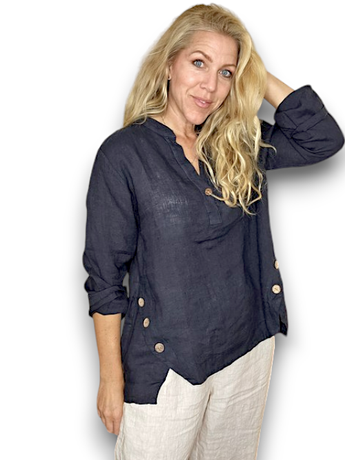 Helga May | Navy - Fern Linen Shirt