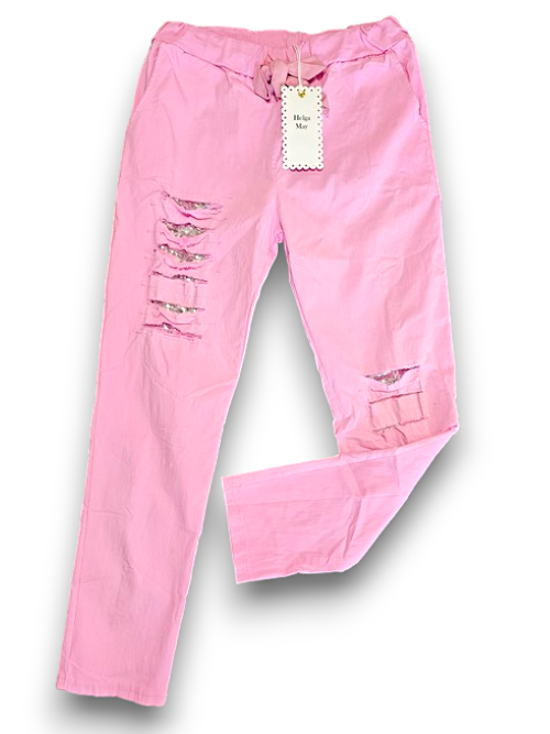 Helga May | Bubblegum Pink - Plain Ripped Pants