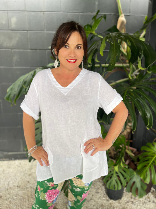 The Cottage Collection | White - Shayna Linen Shirt