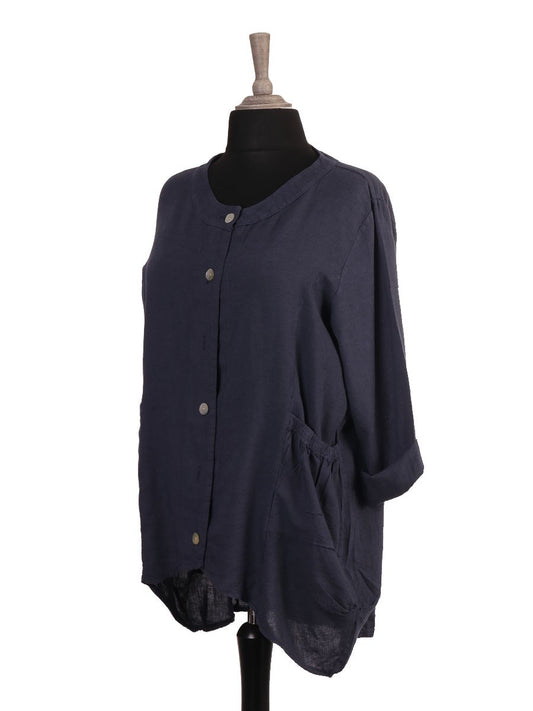 The Cottage Collection | Navy - Jean Linen & Viscose Top